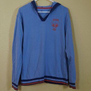 Disney Parks Stitch 626 Blue V Neck Hoodie Size Medium Lilo and Stitch